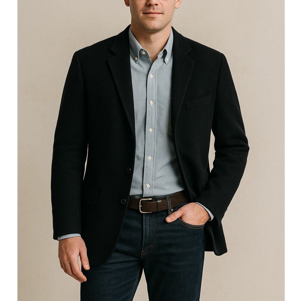 Huckberry Vintage 46R 100% Cashmere Blazer $795 Luxury 3 Button Jacket Black